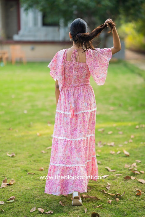 Akira Hand Block Print Pure Cotton Flared Dress (CRD18)